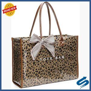 Large PVC Tote Bag with Laptop Pocket, Waterproof Hobo Handbag for Work